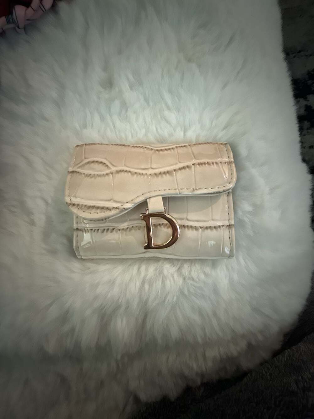 Tan Crocodile Embossed Card Holder